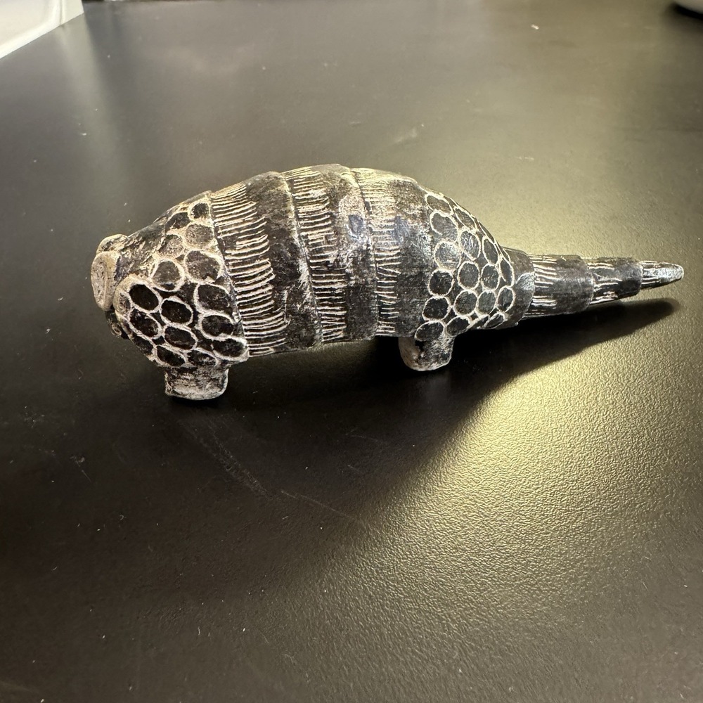 Soap Stone Carved Armadillo Figurine Black Handmade‎ 5.5" Long